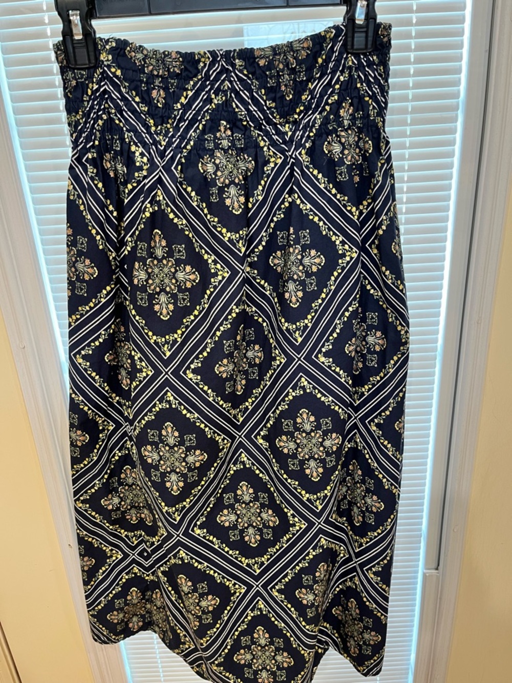 LOFT Navy Floral Print Midi Skirt
